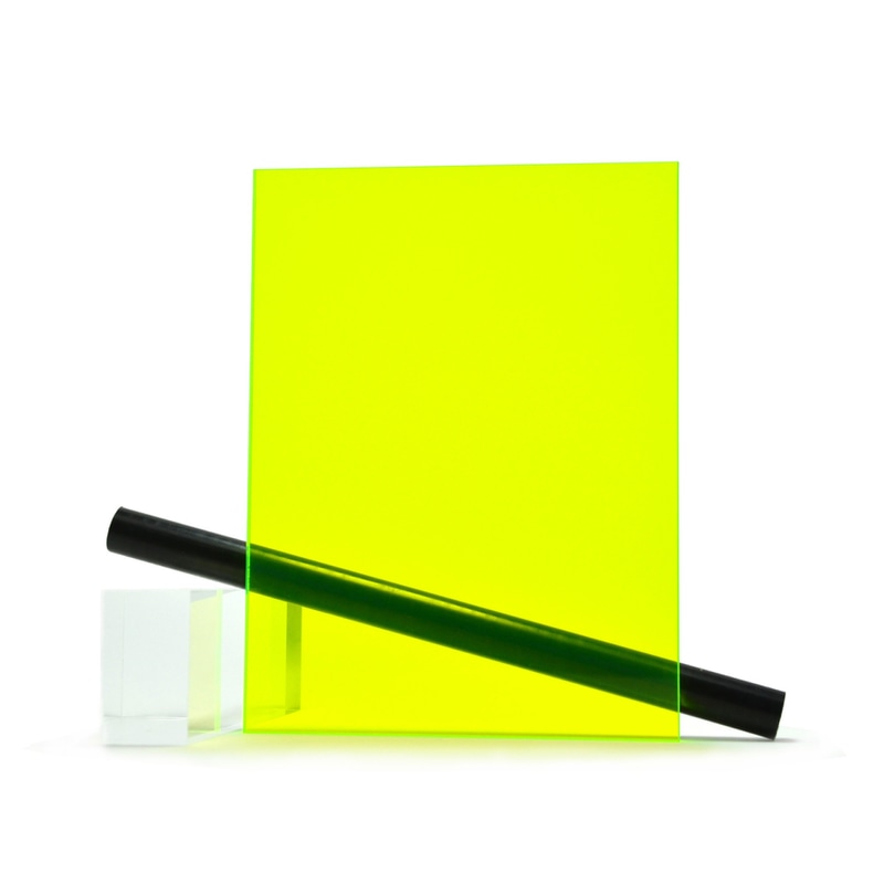 Decoupe Plaque sur mesure PMMA (Plexi) Jaune Fluo Perspex 6T66 ep 3 mm Plexiglas 6C02 Setacryl plexiglass jaune