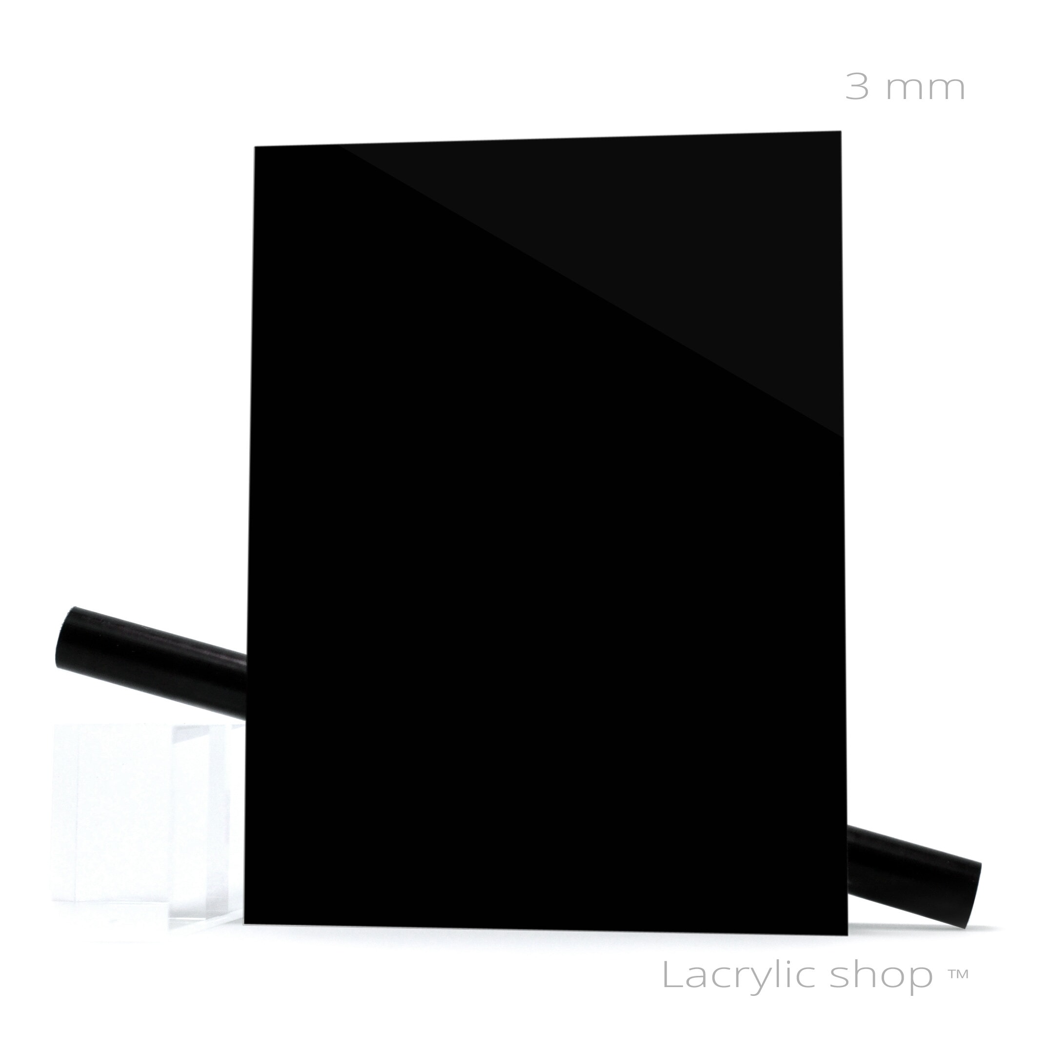 Plaque acrylique 3 mm noir opaque L.200 x 100 cm