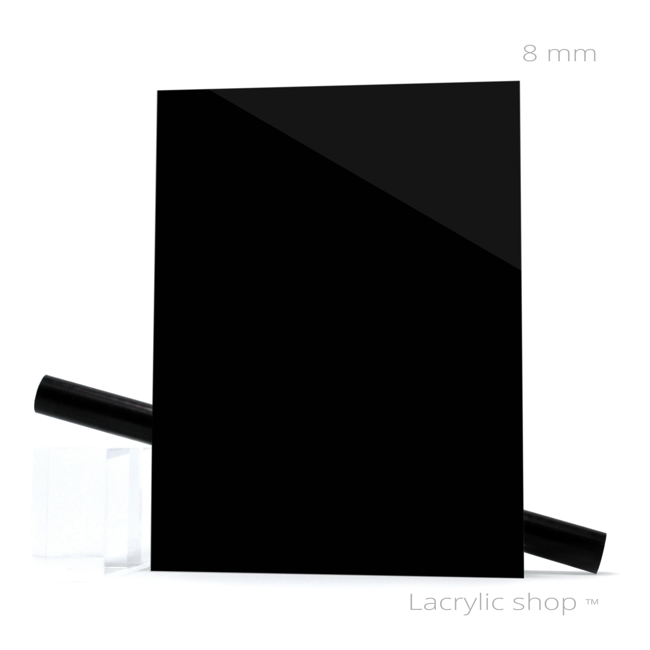 Plaque Plexiglass sur mesure Noir Brillant ep 8 au Meilleur Prix ! Découpe  PMMA : Altuglas 101-48000 Plexiglas 9H02 Perspex 962