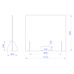 Plan Protection de Comptoir en Plexiglass hygiaphone XL 101x90 cm