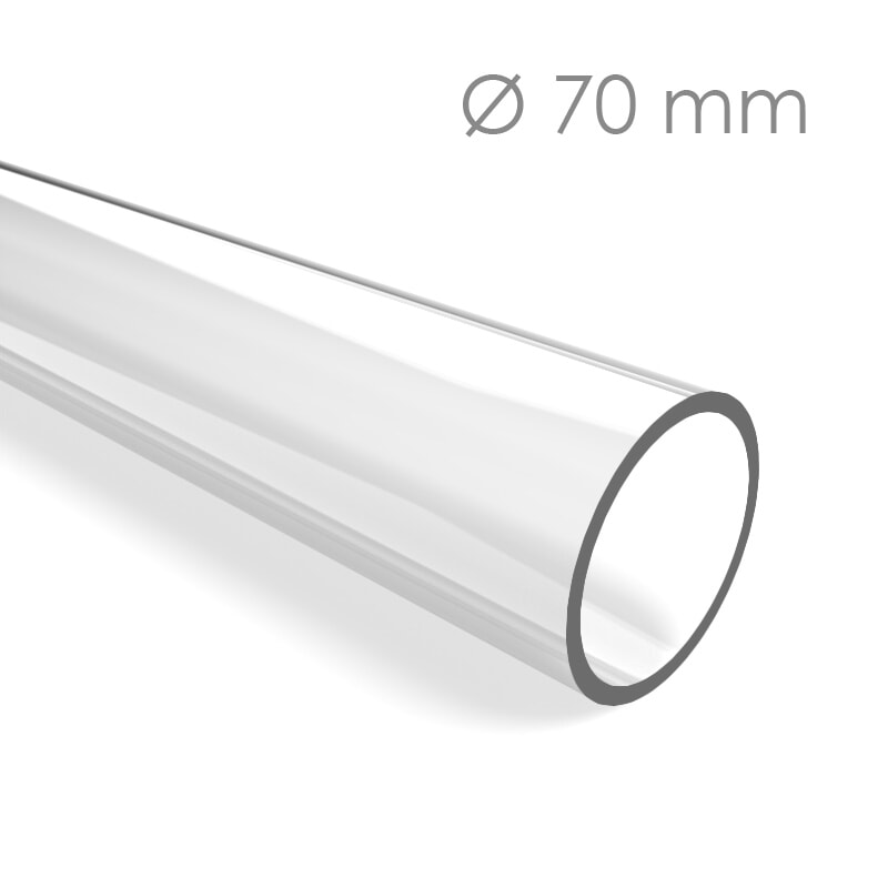 Tube Acrylique en PMMA Plexi Transparent diam 70 mm ep 3 mm
